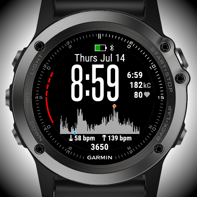 garmin watch face with heart rate