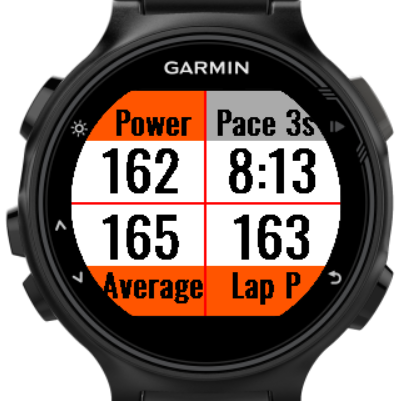 Powerdashboard for Stryd plus for 10 zones Garmin Connect IQ