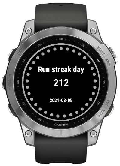 RunEveryDay run streak widget Garmin Connect IQ